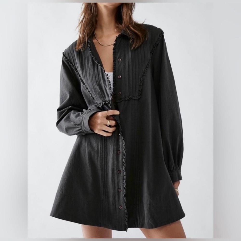 Free People Black Button-Down Dress
